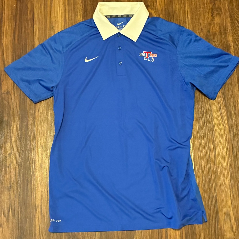 Nike Dri-FIT Louisiana Tech Bulldogs Polo Shirt Men's L Blue NCAA Performance